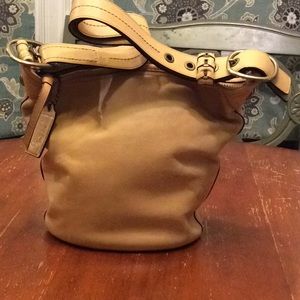 Coach whiskey leather medium bleaker duffel bag